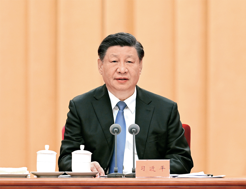 2023年1月9日，中共中央總書(shū)記、國(guó)家主席、中央軍委主席習(xí)近平在中國(guó)共產(chǎn)黨第二十屆中央紀(jì)律檢查委員會(huì)第二次全體會(huì)議上發(fā)表重要講話。 新華社記者 張領(lǐng)/攝